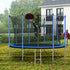 10FT Trampoline with Basketball Hoop Inflator and Ladder(Inner Safety Enclosure) Blue