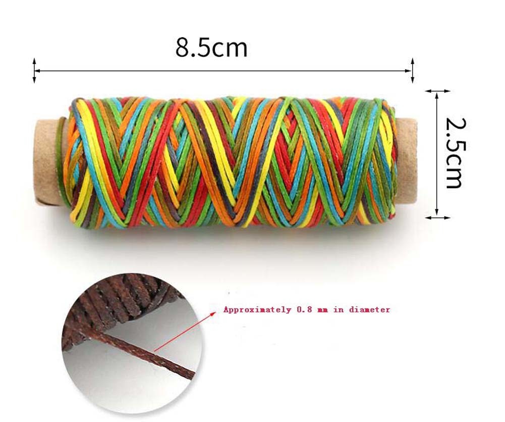 150D 0.8MM Leather Sewing Waxed Thread Flat Waxed Thread 2pcs[Multicolor]
