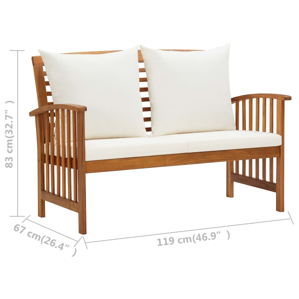 2 Piece Patio Lounge Set with Cushions Solid Acacia Wood - WoodPoly.com
