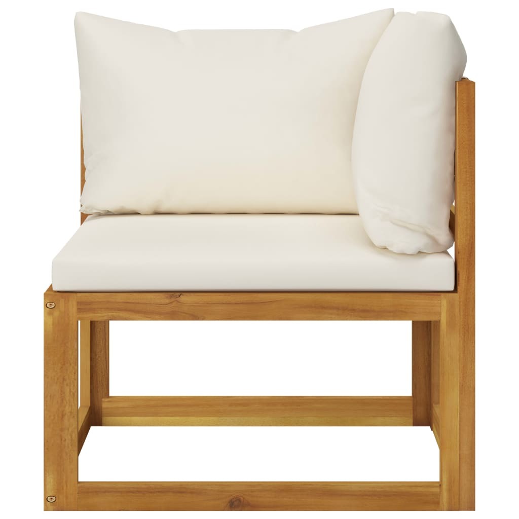 2 Piece Sofa Set with Cream White Cushions Solid Acacia Wood - WoodPoly.com