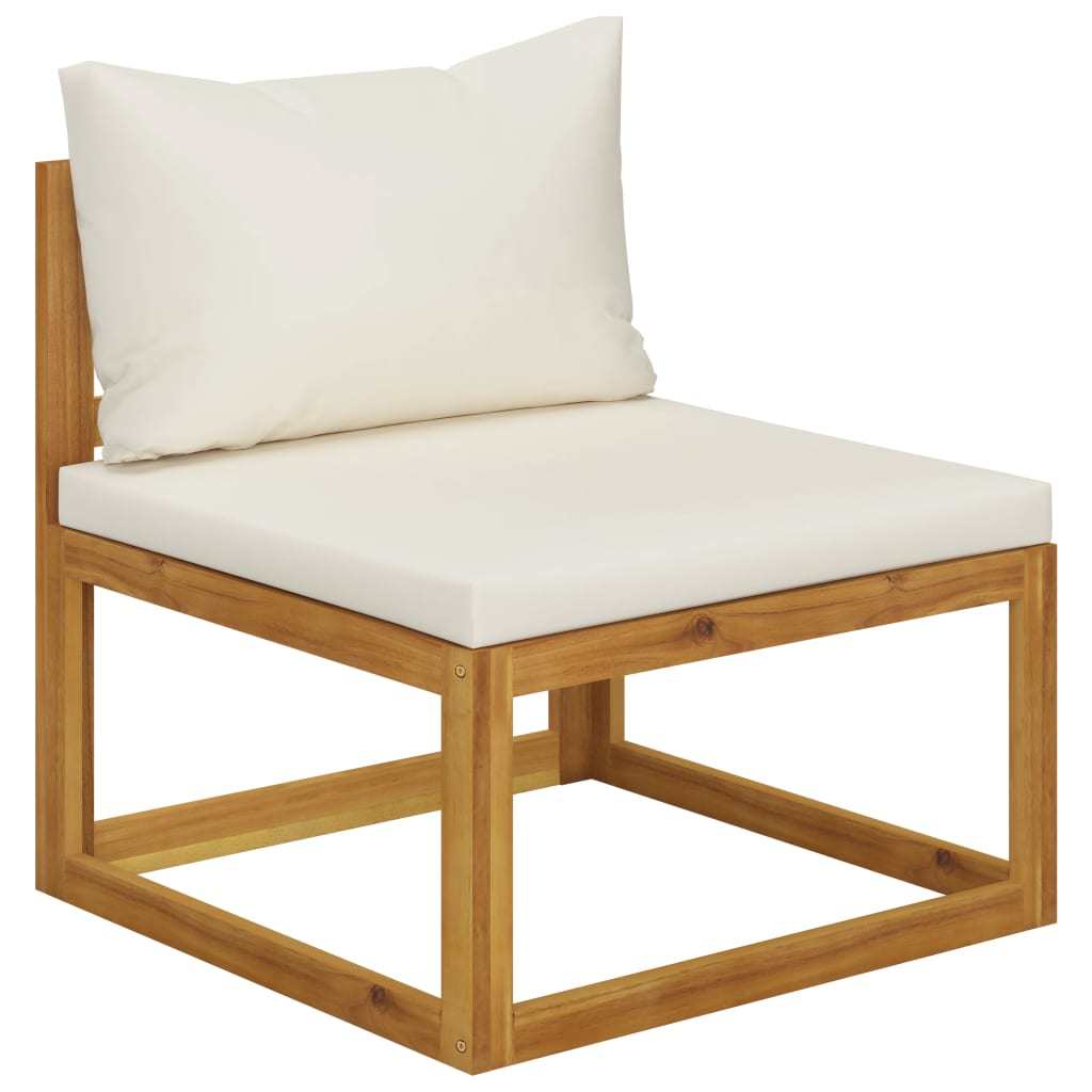 2 Piece Sofa Set with Cream White Cushions Solid Acacia Wood - WoodPoly.com