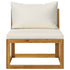 2 Piece Sofa Set with Cream White Cushions Solid Acacia Wood - WoodPoly.com