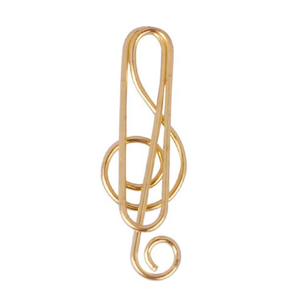 20 Pcs Golden Treble Clef Paper Clips Cute Music Shaped Bookmarks Pins Metal Document Organizing Paper Clips Office Supplies
