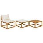 3 Piece Patio Lounge Set with Cream Cushions Solid Acacia Wood - WoodPoly.com