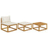 3 Piece Patio Lounge Set with Cream Cushions Solid Acacia Wood - WoodPoly.com