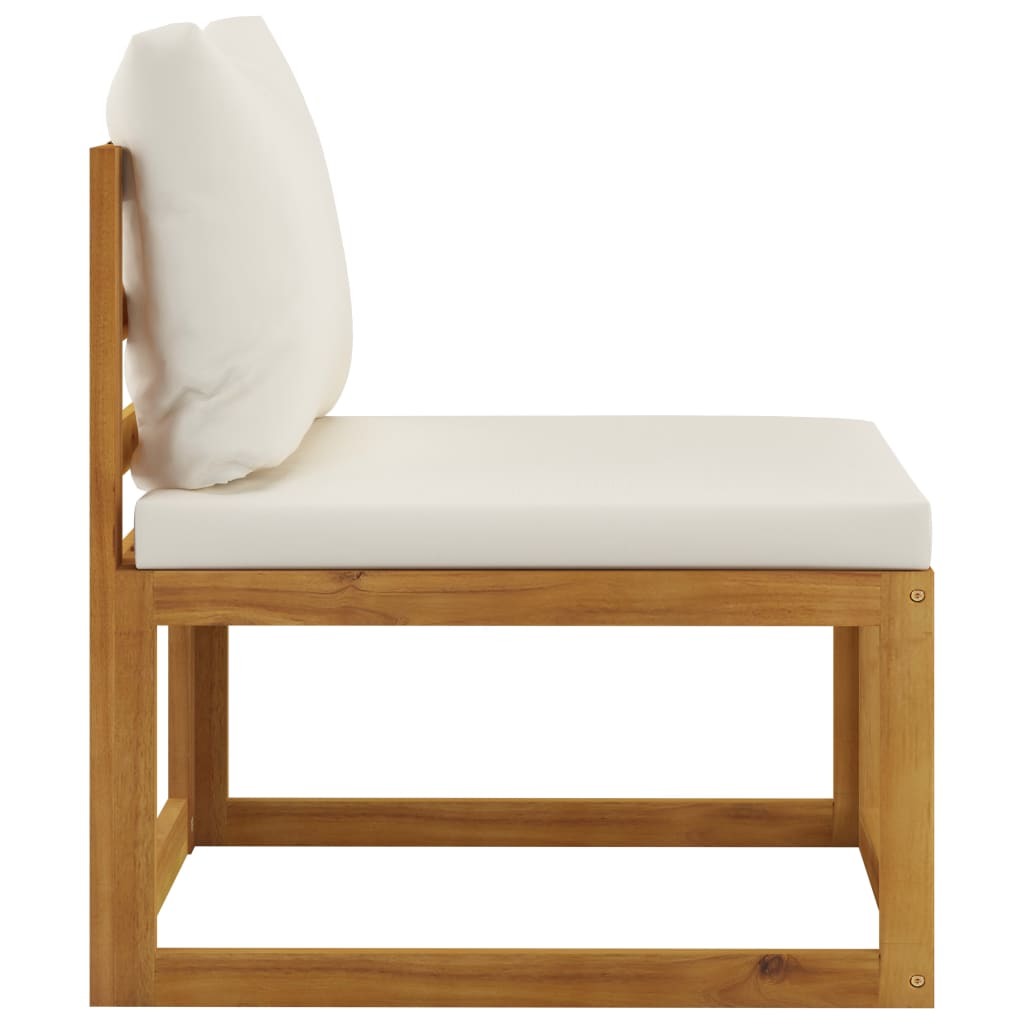 3 Piece Patio Lounge Set with Cream Cushions Solid Acacia Wood - WoodPoly.com