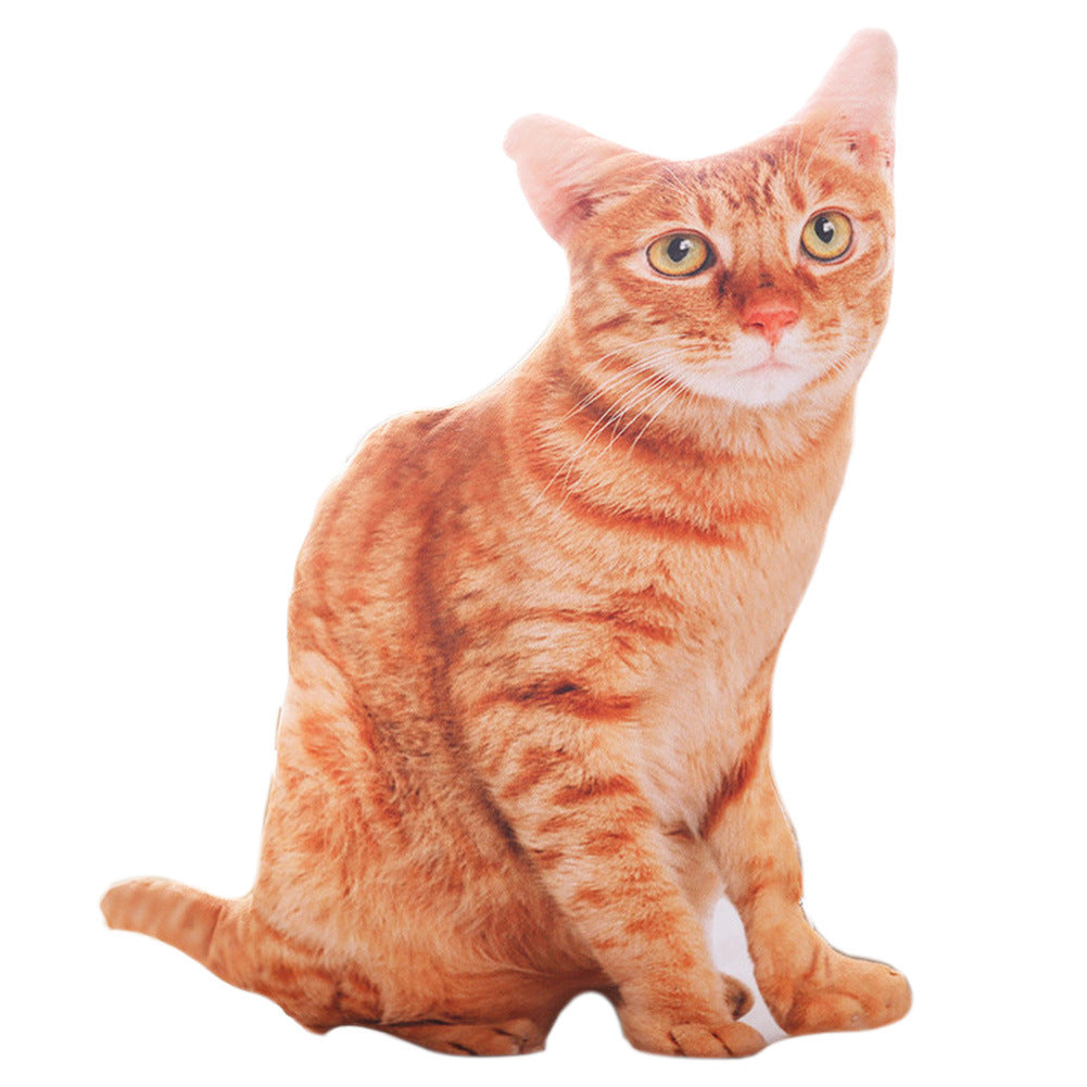 3D Simulation Orange Cat Plush Pillow for Cats Toy or Sofa Decoration Cushion