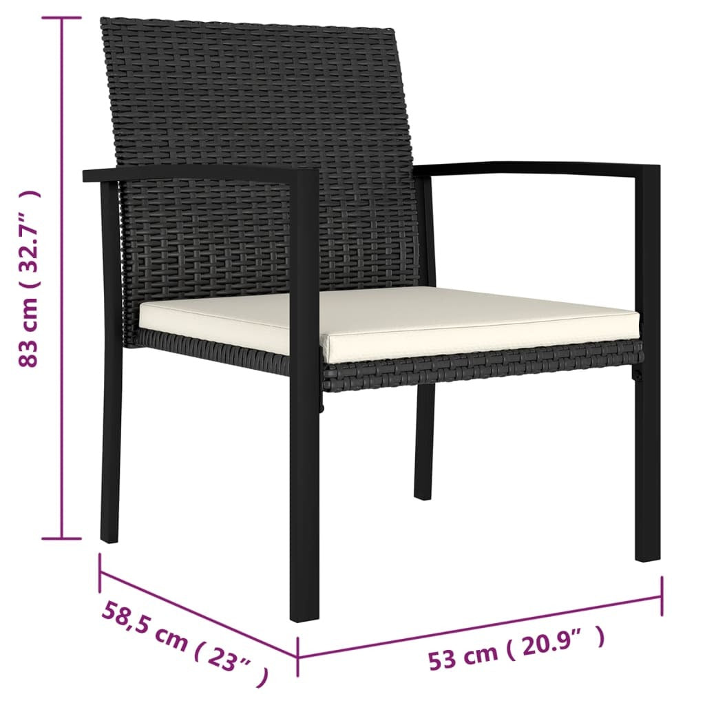 5 Piece Patio Dining Set Poly Rattan Black - WoodPoly.com