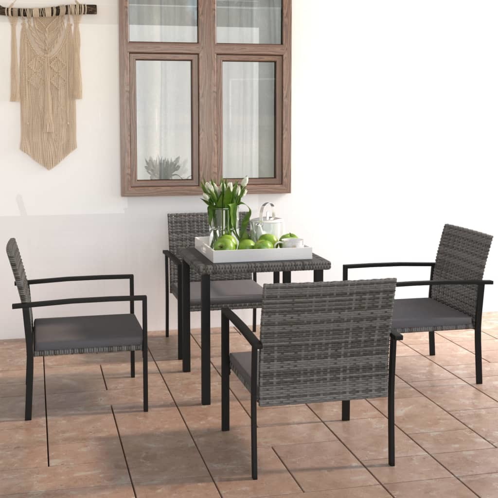 5 Piece Patio Dining Set Poly Rattan Gray - WoodPoly.com