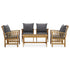 5 Piece Patio Lounge Set with Cushions Solid Acacia Wood - WoodPoly.com