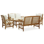 5 Piece Patio Lounge Set with Cushions Solid Acacia Wood - WoodPoly.com