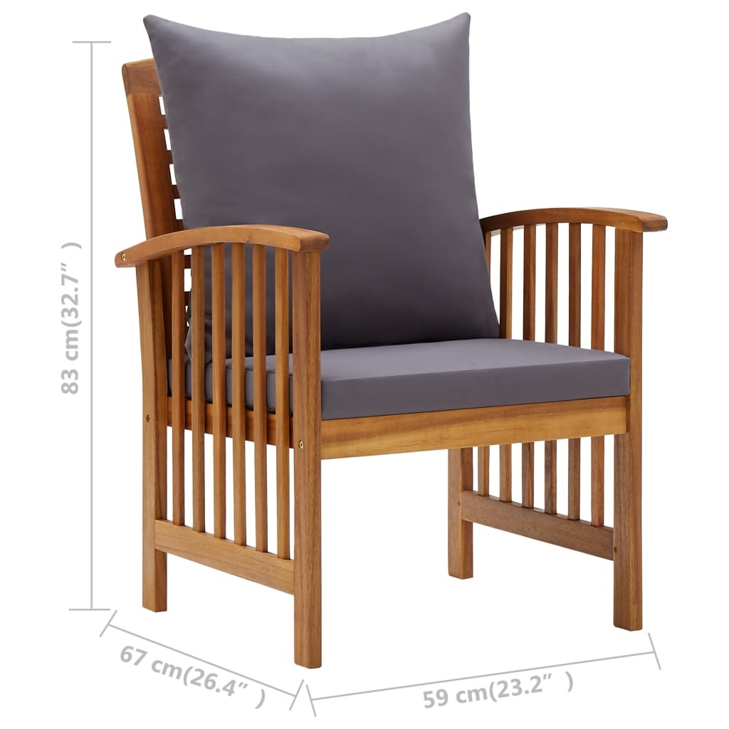 5 Piece Patio Lounge Set with Cushions Solid Acacia Wood - WoodPoly.com