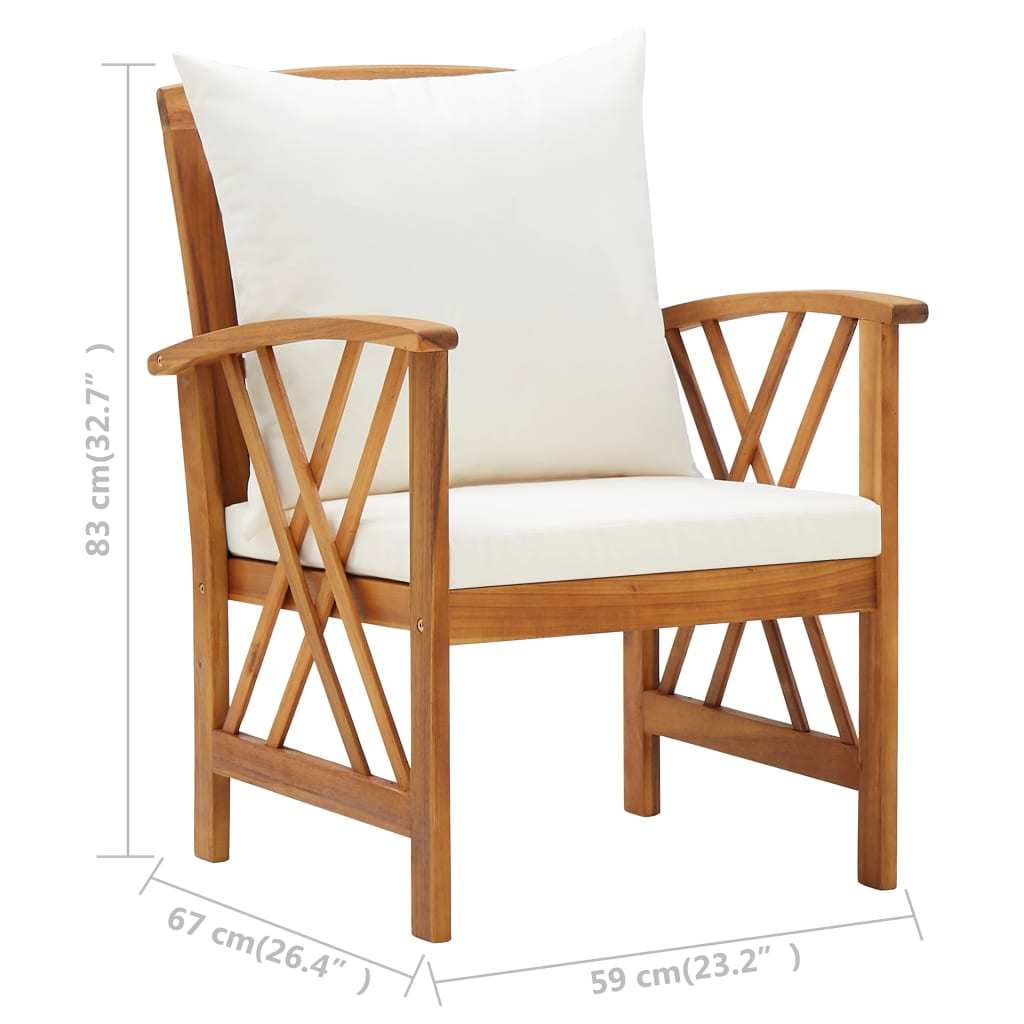 5 Piece Patio Lounge Set with Cushions Solid Acacia Wood - WoodPoly.com
