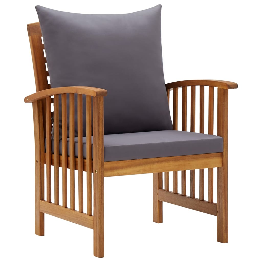 5 Piece Patio Lounge Set with Cushions Solid Acacia Wood - WoodPoly.com