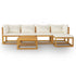 6 Piece Patio Lounge Set with Cushion Cream Solid Acacia Wood - WoodPoly.com