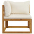 6 Piece Patio Lounge Set with Cushion Cream Solid Acacia Wood - WoodPoly.com