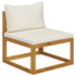 6 Piece Patio Lounge Set with Cushion Cream Solid Acacia Wood - WoodPoly.com