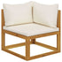 6 Piece Patio Lounge Set with Cushion Cream Solid Acacia Wood - WoodPoly.com