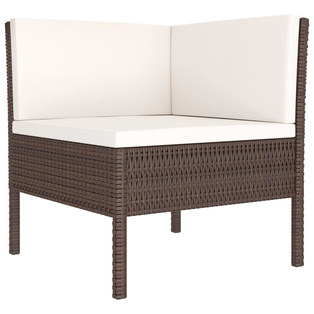 6 Piece Patio Lounge Set with Cushions Poly Rattan Brown - WoodPoly.com