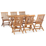 7 Piece Folding Patio Dining Set Solid Teak Wood - WoodPoly.com