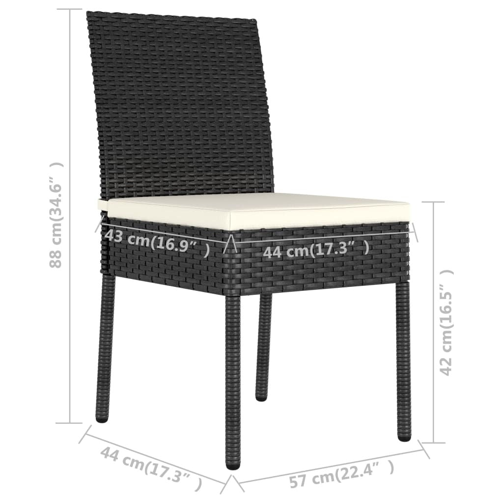 7 Piece Patio Dining Set Poly Rattan Black - WoodPoly.com