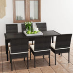 7 Piece Patio Dining Set Poly Rattan Black - WoodPoly.com