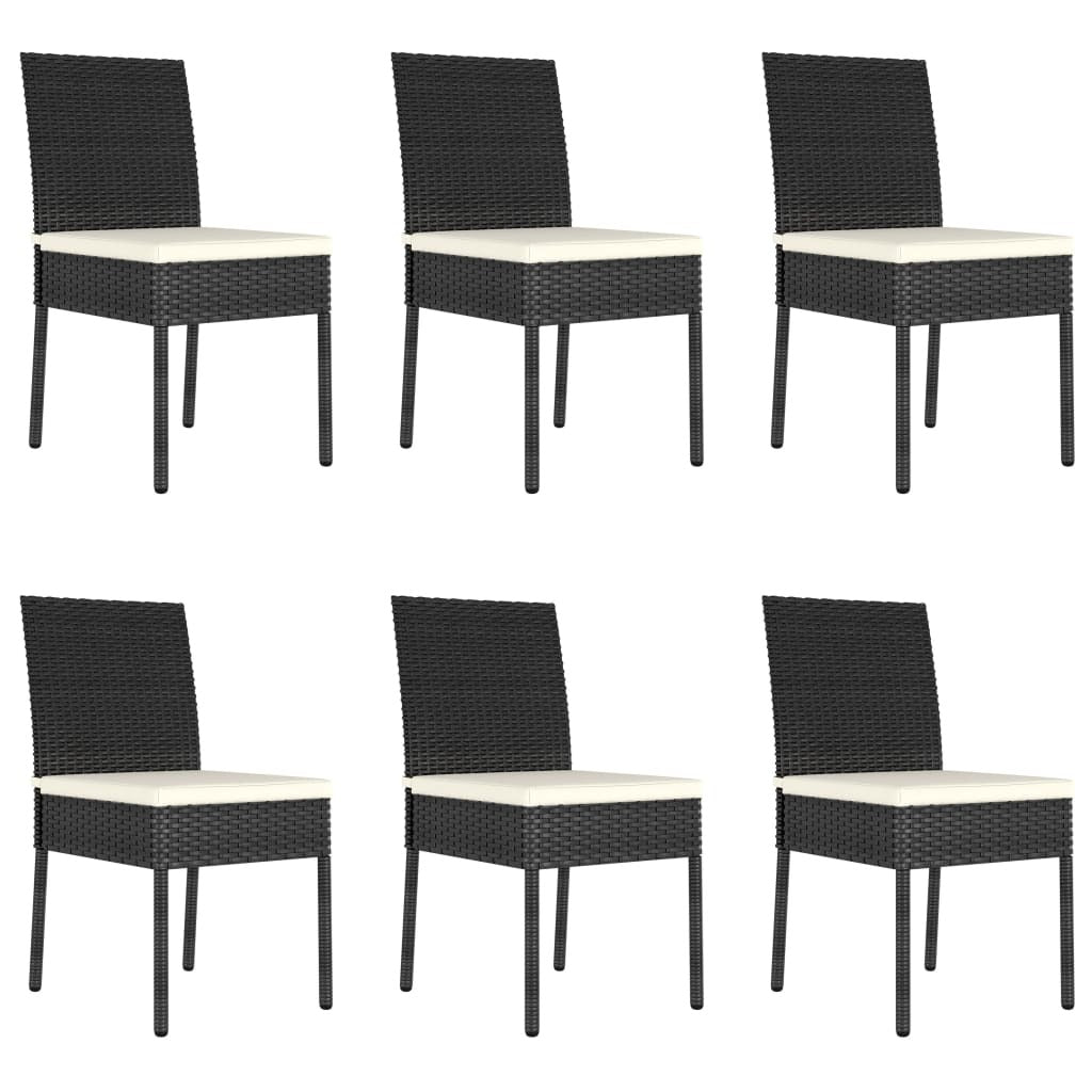 7 Piece Patio Dining Set Poly Rattan Black - WoodPoly.com