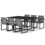 7 Piece Patio Dining Set with Cushions Poly Rattan Gray - WoodPoly.com