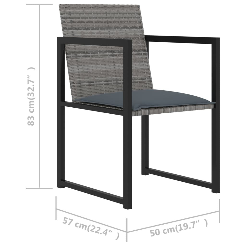 7 Piece Patio Dining Set with Cushions Poly Rattan Gray - WoodPoly.com