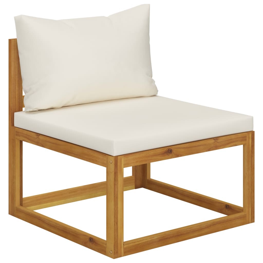 9 Piece Patio Lounge Set with Cushion Cream Solid Acacia Wood - WoodPoly.com