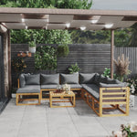 9 Piece Patio Lounge Set with Cushion Solid Acacia Wood - WoodPoly.com