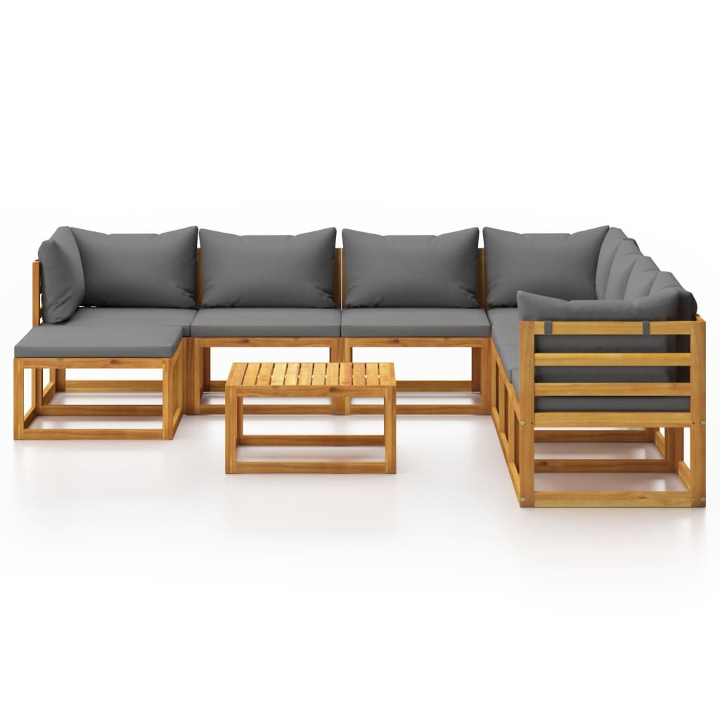 9 Piece Patio Lounge Set with Cushion Solid Acacia Wood - WoodPoly.com