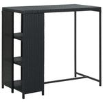 Bar Table with Storage Rack Black 47.2"x23.6"x43.3" Poly Rattan - WoodPoly.com