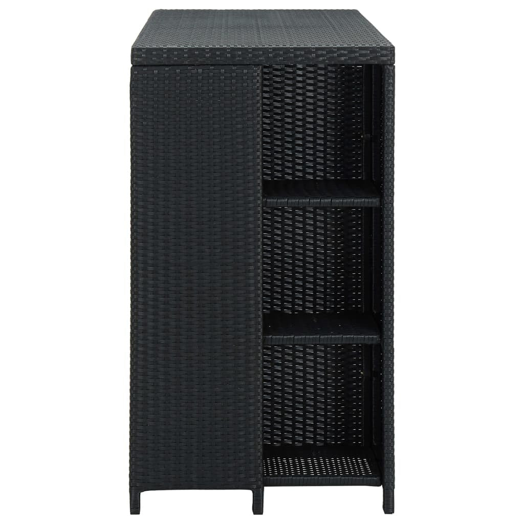 Bar Table with Storage Rack Black 47.2"x23.6"x43.3" Poly Rattan - WoodPoly.com