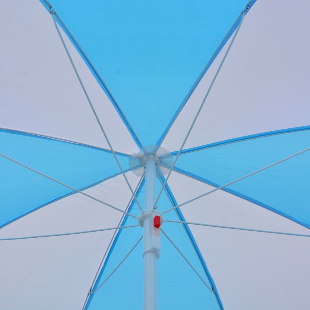 Beach Umbrella Shelter Blue and White 70.9" Fabric - WoodPoly.com