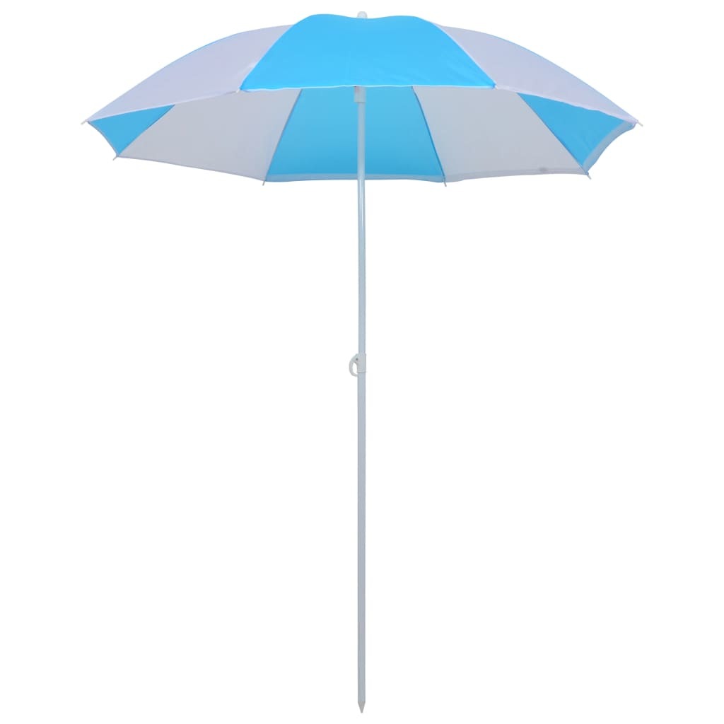 Beach Umbrella Shelter Blue and White 70.9" Fabric - WoodPoly.com