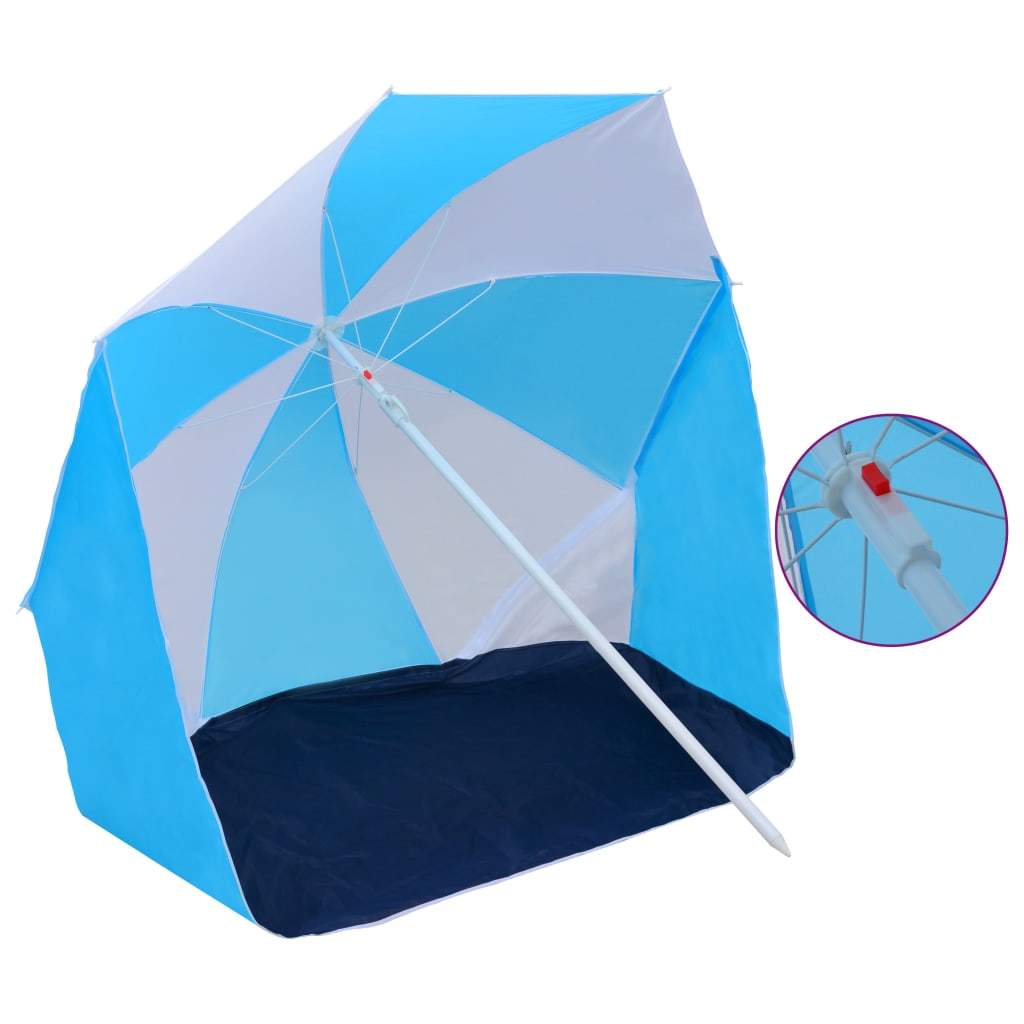 Beach Umbrella Shelter Blue and White 70.9" Fabric - WoodPoly.com