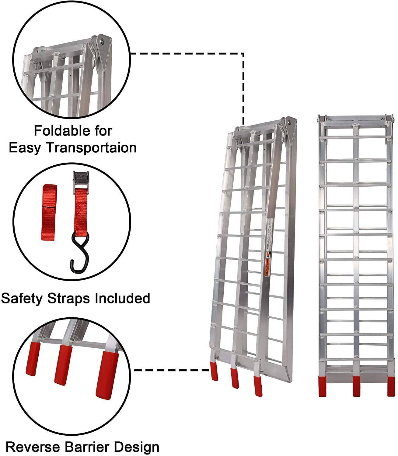 Bosonshop 2pcs Loading Ramp 7.5Ft-1500lbs Capacity Aluminum Foldable Truck Ramp Suitable for Motorcycle(Gridded 7.5Ft) - WoodPoly.com