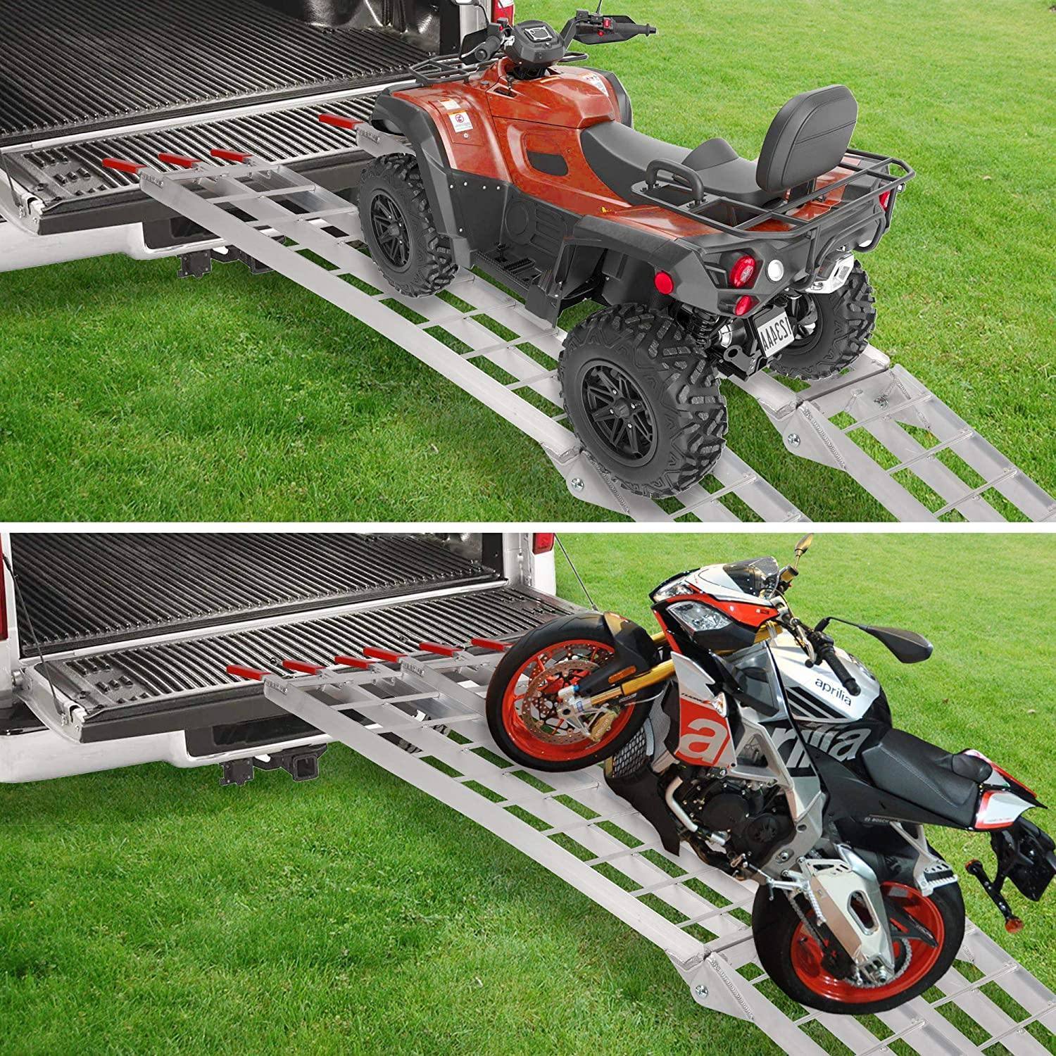 Bosonshop 2pcs Loading Ramp 7.5Ft-1500lbs Capacity Aluminum Foldable Truck Ramp Suitable for Motorcycle(Gridded 7.5Ft) - WoodPoly.com