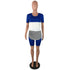 Casual Color Block Stitching Striped Sports Shorts Set - WoodPoly.com