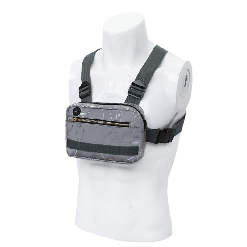Chest Rig Bag Reflective Tactical with Multi Pockets for Night Running Cycling Walking Trekking Jogging Climbing - WoodPoly.com