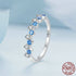 Classic Blue And White Zircon Ring Female Fresh And Flexible S925 Silver