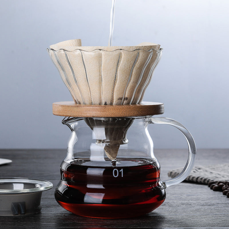 Coffee Maker Pour Over Coffee Dripper Brew Heat Resistant High Borosilicate Glass - WoodPoly.com