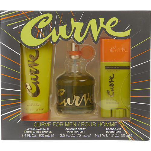 CURVE by Liz Claiborne COLOGNE SPRAY 2.5 OZ & AFTERSHAVE BALM 3.4 OZ & DEODORANT STICK 1.7 OZ - WoodPoly.com