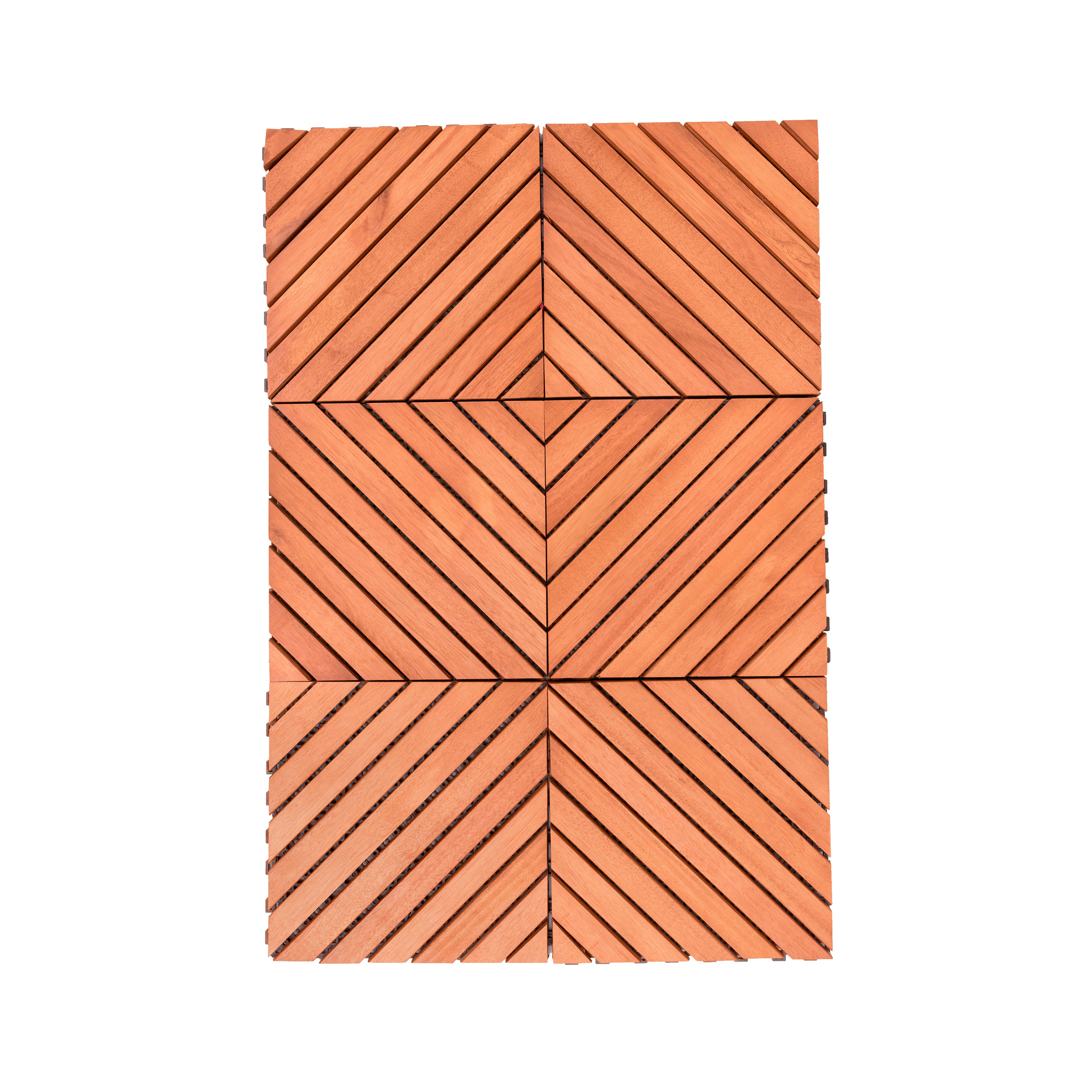 Dashiell 12-Diagonal Slat Eucalyptus Interlocking Deck Tile (Set of 10 Tiles)