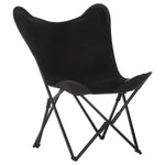 Foldable Butterfly Chair Black Real Leather - WoodPoly.com