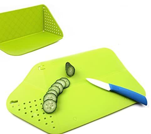 Foldable Chopping Board Rinse & Strainer Veggies & Fruit Cutting Board BPA-Free Plastic Multifunctional Cutting Board Mat - WoodPoly.com