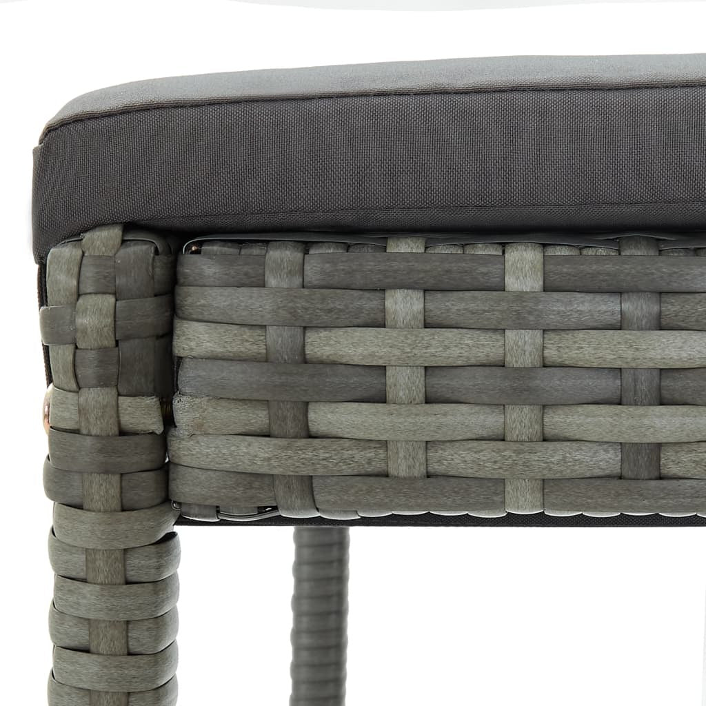 Garden Bar Stools with Cushions 2 pcs Gray Poly Rattan - WoodPoly.com