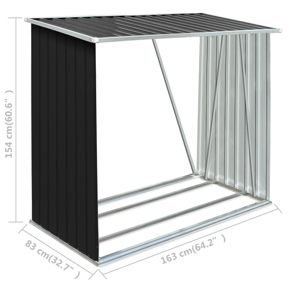 Garden Log Storage Shed Galvanized Steel 64.2"x32.7"x60.6" Anthracite - WoodPoly.com