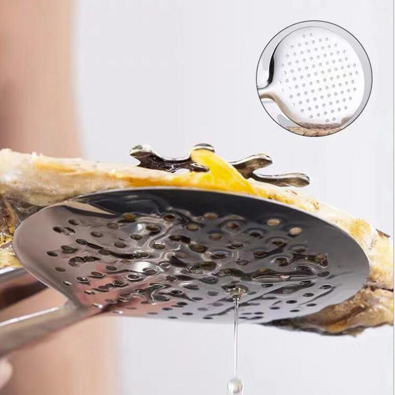 Kitchen Tong with Skimmer and Pasta Server Function Stainless Steel Deep Fried Tong, Noodle Tong Colander Oil Strainers Heat Resistant Food Grips Kitchen Cooking Tool - WoodPoly.com